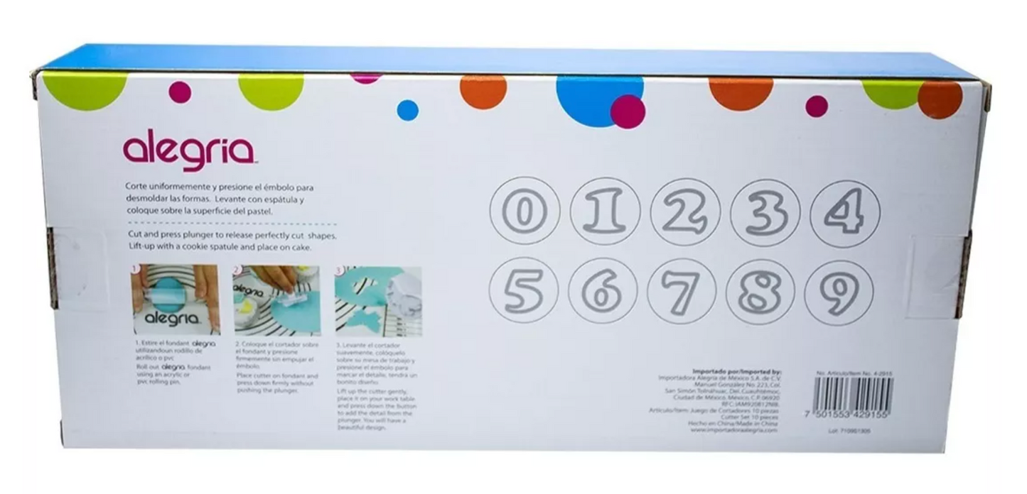 Juego Cortador Eyector Numeros 10 Pzas