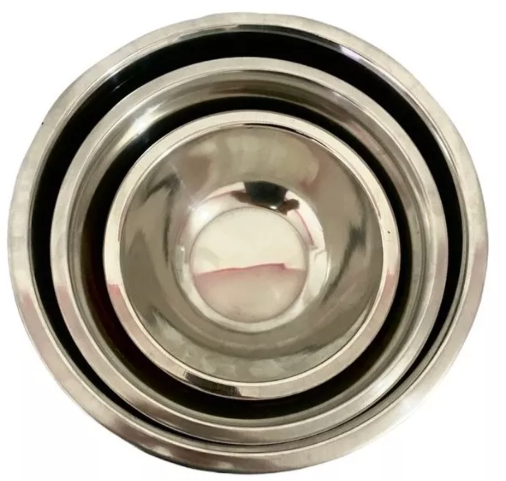 Juego De 3 Tazones Bowl De Acero Inoxidable Para Mezclar