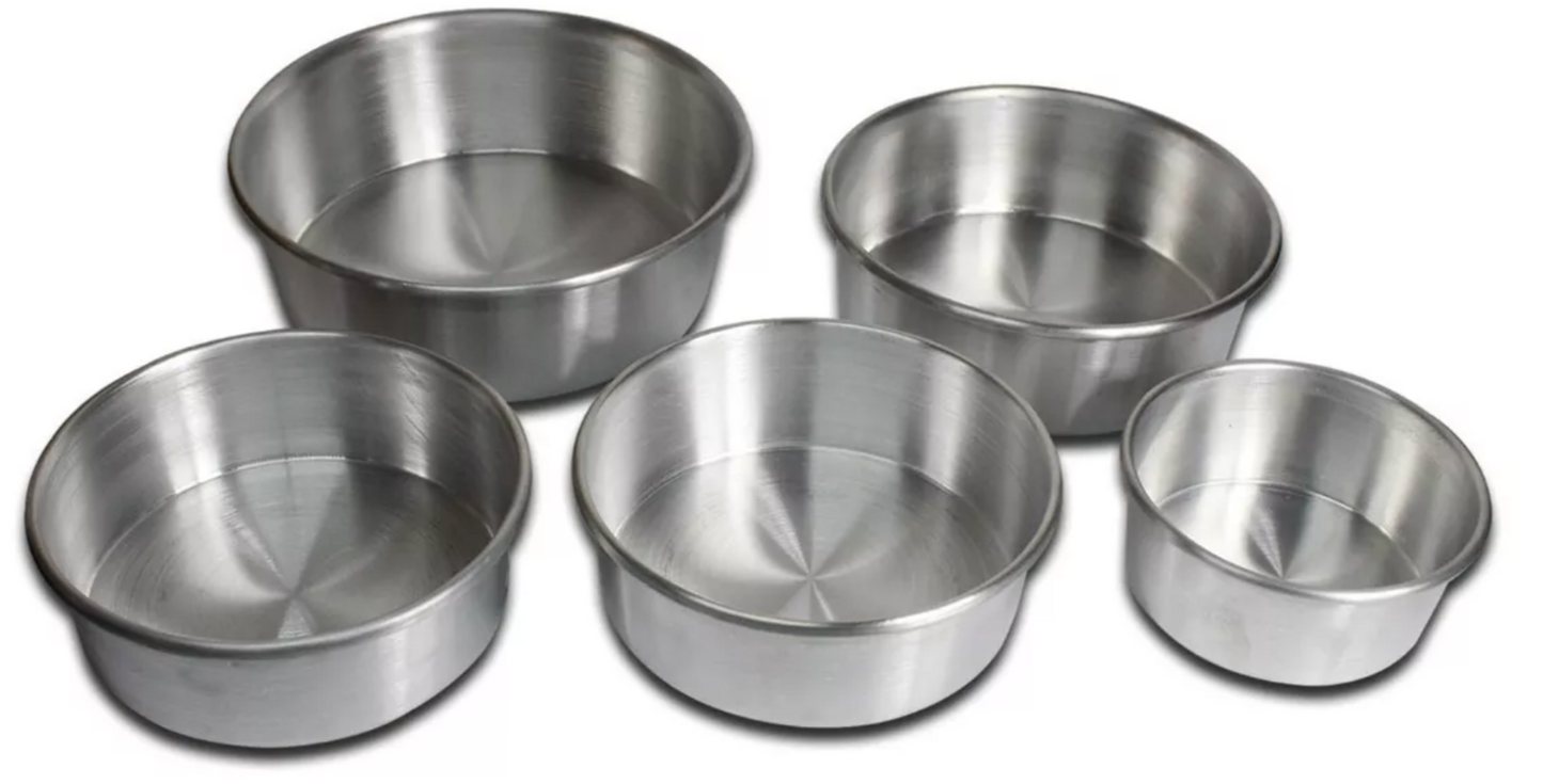Kit Moldes Redondos Aluminio 12, 14, 16, 18 Y 20 Cm