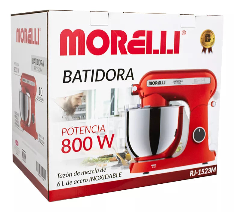 Batidora De Pedestal Morelli De 6 Litros Con 10 Velocidades Color rojo
